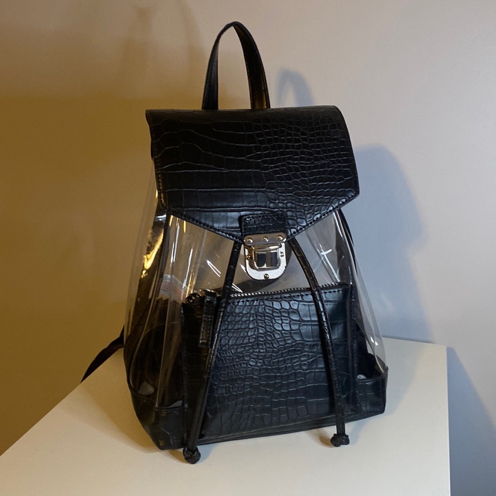 Clear Snakeskin Design Backpack Purse